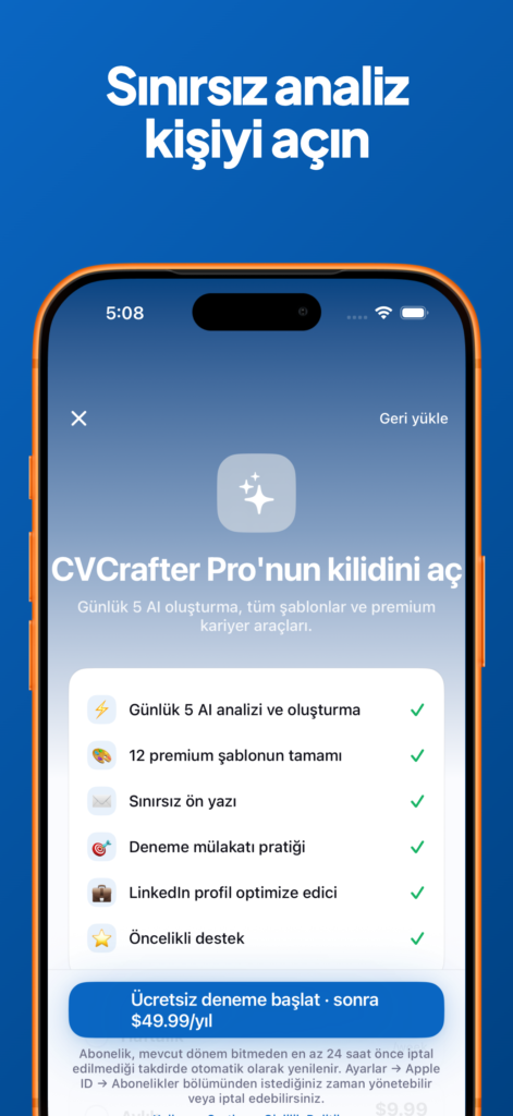 CVCrafter – YZ CV Oluşturucu ekran görüntüsü 10