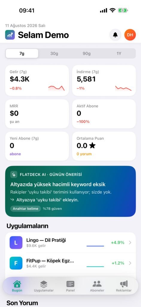 flatdeck uygulama ekran görüntüsü