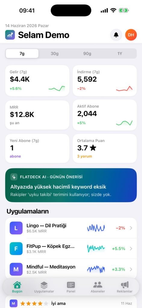 flatdeck uygulama ekran görüntüsü